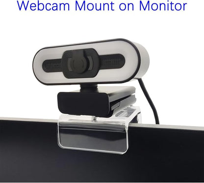 Webcam Mount for Monitor, Compatible with Logitech and other Webcams with 1/4'' Thread, Acrylic Clear Mount on Monitor or Laptop Won't Blcok Screen, Adjustable Mount Fit All Thickness Monitor