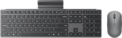 Lenovo 700 Modern Wireless Keyboard & Mouse Combo, 2.4 GHz Dongle & Dual Bluetooth Connection, AES-128 Encryption, 36 Month Battery Life, Quiet Mouse, Luna Grey