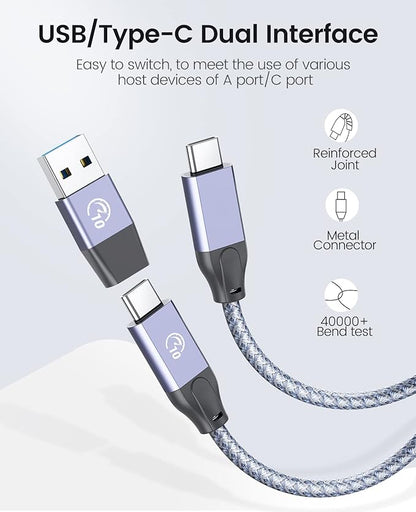 ORICO 4-Port USB 3.2 Gen2 Hub, Desktop USB 3.2 Hub with 2 USB-A, 2 USB-C, 5V 3A Power Supply Port, 10Gbps Aluminium USB-Splitter with 1.64Ft USB-C to USB-A/C Cable for iMac, MacBooks, Mac mini