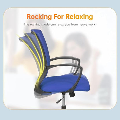 Office Chair Ergonomic Desk Chair Mesh Computer Chair with Lumbar Support Armrest Rolling Swivel Adjustable Task Chair for Adults(Blue)