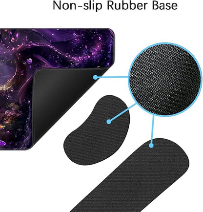 MIBITRI Keyboard Mouse Pad Set, Extended Gaming Mouse Pad+Ergonomics Keyboard Wrist Rest Support, Memory Foam, Easy Typing Pain Relief, 4Pcs XXL Ultra Thick Desk Mat, Dragon