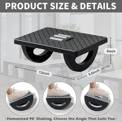 CasaZenith Foot Rest for Under Desk at Work - Ergonomic Foot Stools for Under Office Desk - Rocking Footrest with Roller Massager - Leg Rest for Chair, Computer Gaming -13" L x 9.6" W x 5" H