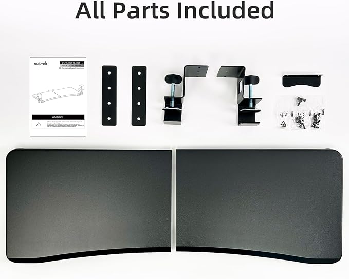 suptek Large Keyboard Tray Under Desk Pull Out with C Clamp Mount, Computer Keyboard & Mouse Tray, 34 (38 Including Clamps) x 11.8 inch Slide-Out Platform Computer Drawer for Typing, Black, DSF1LB