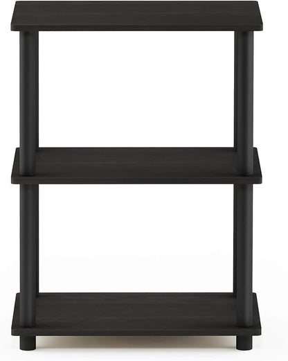 Furinno TURN-N-TUBE Storage Shelves, 3-Tier Book Shelf, Corner Shelf, Toolless Open Shelves, for Organization and Storage, Living Room, Garage, Home Office, Espresso