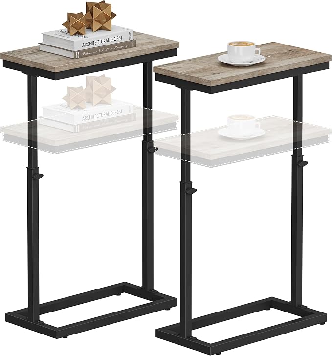 TUTOTAK End Table, Side Table, Tall Couch Table, Sofa Table, Living Room, Bed Room, Greige TB01BG0832