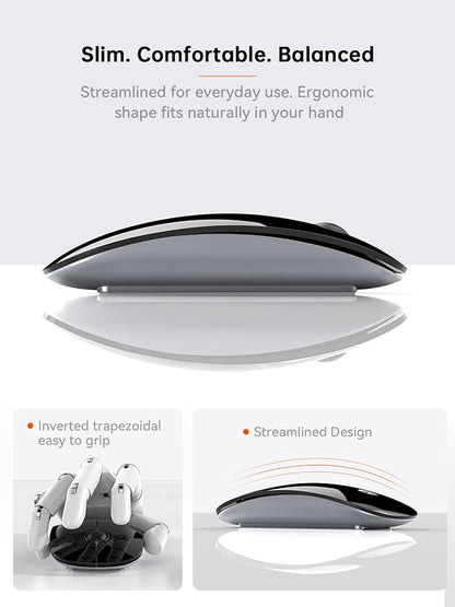 RAPIQUE R306C USB C Wireless Mouse for MacBook, Type-C 2.4GHz Portable Computer Mouse with USB-C Receiver, Silent Click, Slim Cordless Mouse, 3-Speed DPI, for iPad, Chromebook, Laptop, MacOS - Black