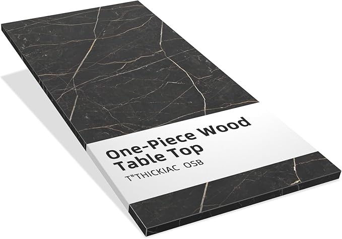 Universal 48 x 30 One-Piece Solid Wood Table Top, 1" Thick Desktop for Stand Up Height Adjustable Desk Frames, Home Office Tabletop, Countertop DIY, Black Marble