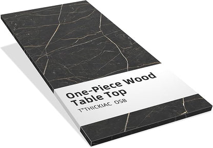 Universal 48 x 30 One-Piece Solid Wood Table Top, 1" Thick Desktop for Stand Up Height Adjustable Desk Frames, Home Office Tabletop, Countertop DIY, Black Marble