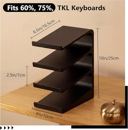 Novabright 4 Tier Keyboard Display Stand Keyboard Storage Rack for Gaming Desk Setup Workstations Office Organization Space Saving Desktop Storage Black