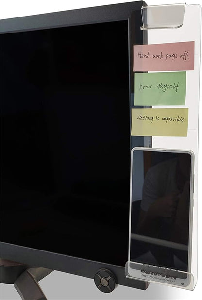 MINSA Fashion Multifunction Utility Acrylic Transparent Computer Monitors Side Panel/Memo Pads/Message Boards/Sticky Boards for Computer Screen, 1 Set (Left & Right) (Phone Holder)