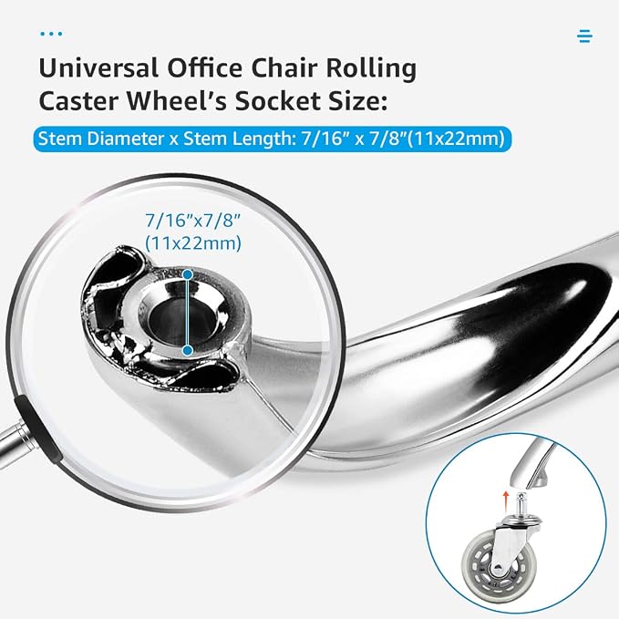 Mastery Mart Office Chair Base Replacement, 28 Inch Heavy Duty(2500 Lbs) Metal Leg, Reinforced to Repair Swivel Gaming Chair Bottom Part with Universal Caster and Gas Cylinder Size (Silver)