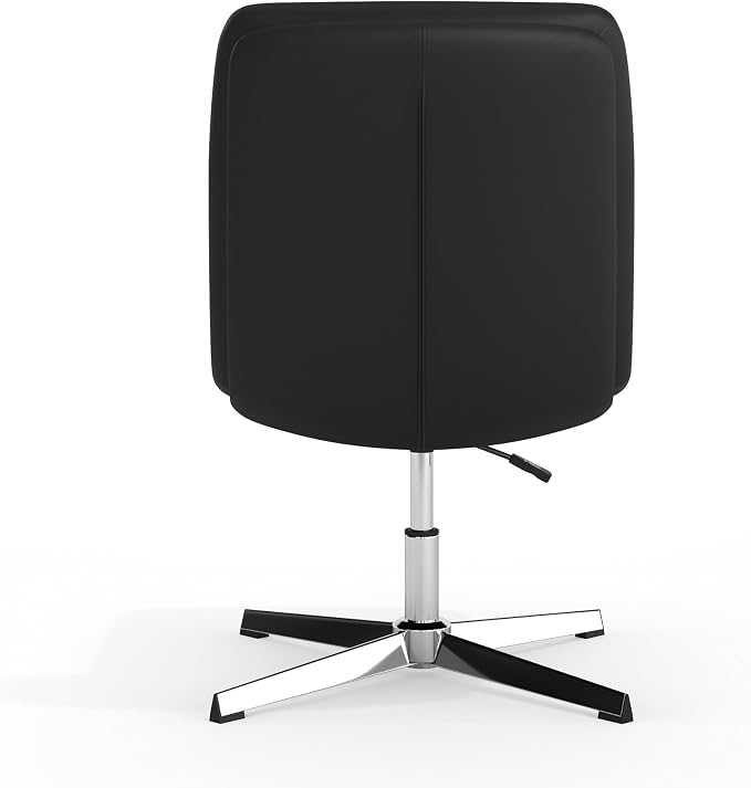 Flash Furniture Chloe Commercial Mid-Back Swivel Office Chair, Padded LeatherSoft, Adjustable Height, Ergonomic Mid-Rise Back, Armless, Stationary, Black/Chrome