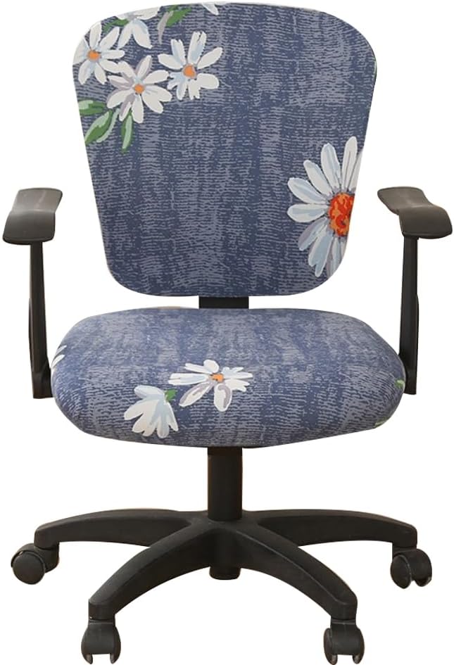 Jinzio Computer Office Chair Cover - Split Protective & Stretchable Cloth Polyester Universal Desk Task Chair Chair Covers Stretch Rotating Chair Slipcover (Daisy)
