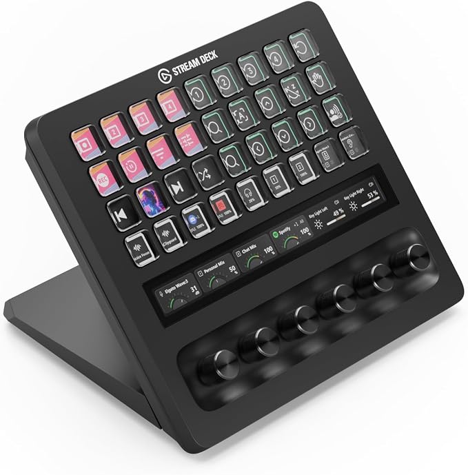 Elgato Stream Deck + XL Control Platform, Dials, Touch Strip | 36 customizable macro keys, Six multifunction dials, Touch strip display, Hundreds of integrations, USB-C for PC and Mac