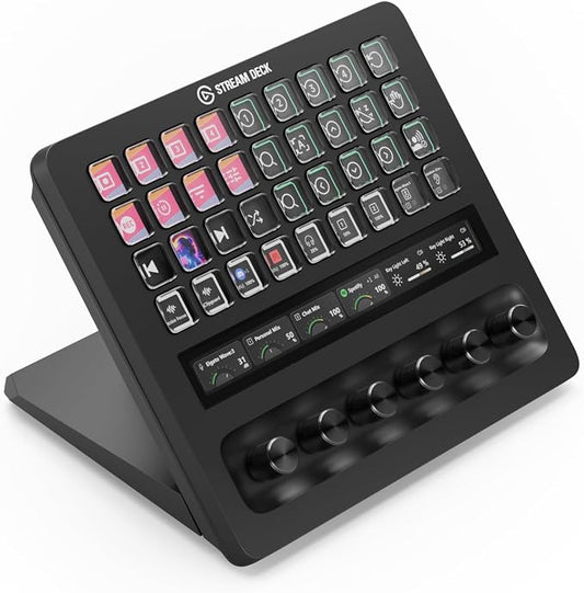 Elgato Stream Deck + XL Control Platform, Dials, Touch Strip | 36 customizable macro keys, Six multifunction dials, Touch strip display, Hundreds of integrations, USB-C for PC and Mac
