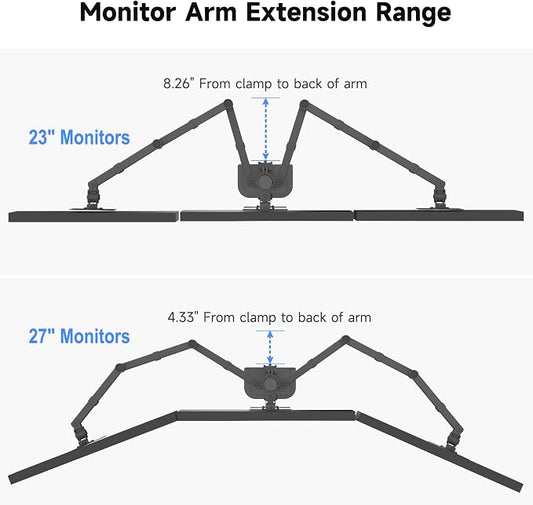 Suptek Hex LED LCD Monitor Stand up Desk Mount Extra Tall 31.5 inch Pole Heavy Duty Fully Adjustable Stand for 6 / Six Screens up to 27 inch (MD68126)