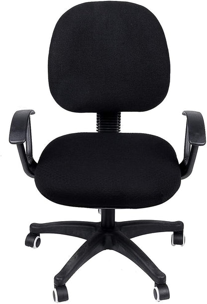 Smiry Stretch Jacquard Office Computer Chair Seat Covers, Removable Washable Anti-dust Desk Chair Seat Cushion Protectors - Black