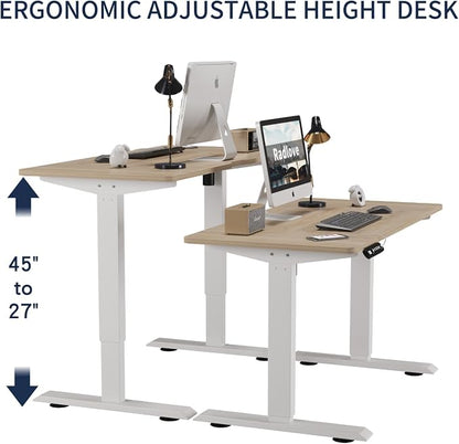 48 Inch Electric Standing Desk with USB Charging Port, Height Adjustable Sit Stand Desk with Memory Presets, Spacious Desktop and Sturdy Metal Frame for Home Office