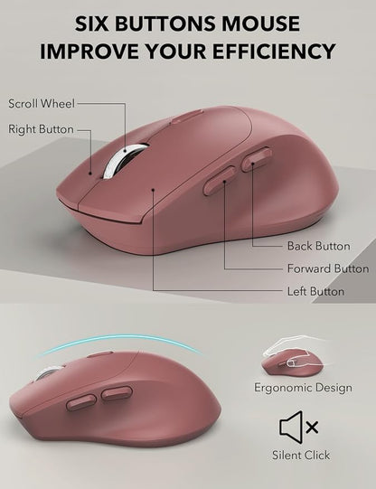 Wireless Keyboard and Mouse Combo - Full-Sized Ergonomic Keyboard with Wrist Rest, Phone Holder, Sleep Mode, Silent 2.4GHz Cordless Keyboard Mouse Combo for Computer, Laptop, PC, Mac, Windows -Trueque