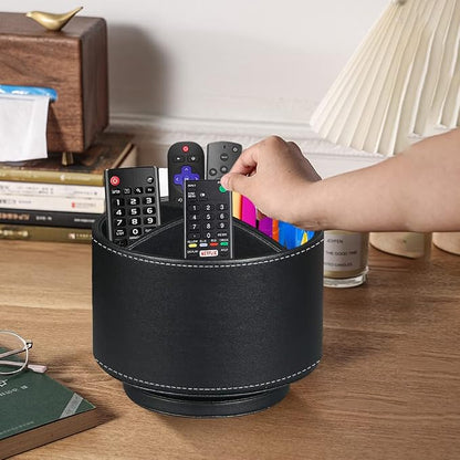 TV Remote Control Holder for Table, 360 Swivel Pen Holder for Desk Organizers and Accessories, Nightstand Organizer Caddy for Media Controllers/Office Supplies, Bedside Decorations for Living Room
