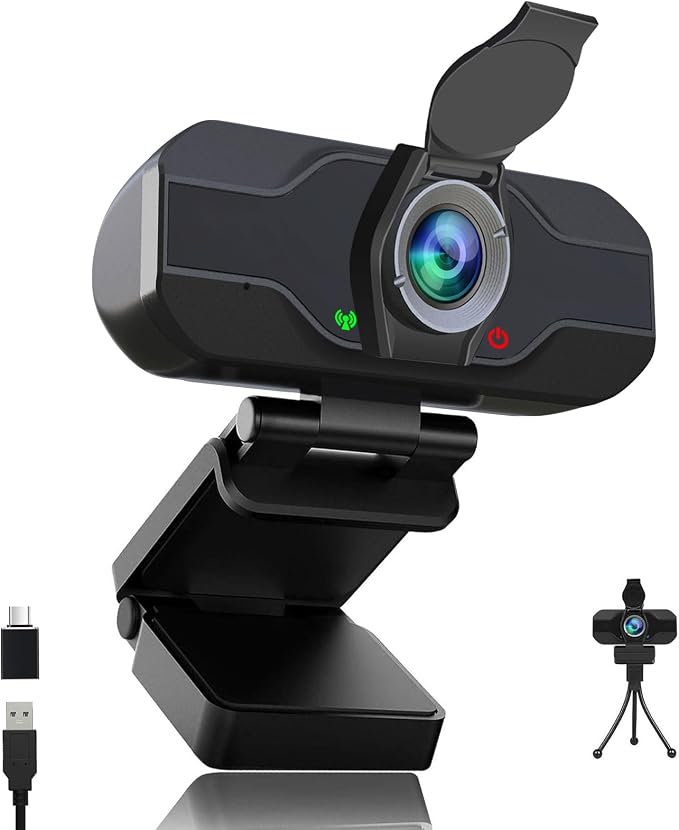 XPCAM USB C Webcam for PC/Laptop/Desktop Computer Camera with Microphone | Plug & Play USB Webcam with Tripod/Cover, Auto Light Correction, Fixed Focus,Web camera for Zoom Conference/Twitch Streaming