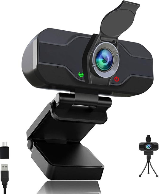 XPCAM USB C Webcam for PC/Laptop/Desktop Computer Camera with Microphone | Plug & Play USB Webcam with Tripod/Cover, Auto Light Correction, Fixed Focus,Web camera for Zoom Conference/Twitch Streaming