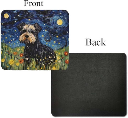 Starry Night Dog Mouse Pad for Home Office Gaming Working Desk Computer Desktop Accessories Non-Slip Rubber Mouse Pad for Dog Lovers (Miniature Schnauzer)