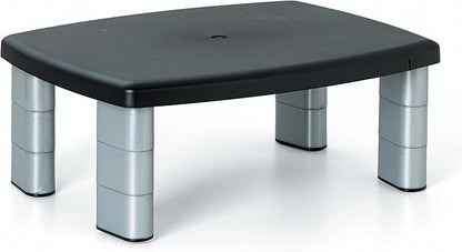 3M Adjustable Monitor Stand, Three Leg Segments, Simply Adjust Height from 1" to 5 7/8", Holds Up to 80 lbs, 11" Space Between Columns, Silver/Black (MS80B)