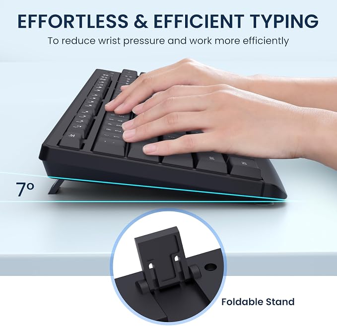 Wireless Keyboard and Mouse Combo, COLIKES 2.4G USB Cordless Mouse and Keyboard, 3 Level DPI Slim Ergonomic, Responsive Plug & Play for Computer Laptop PC - Full Size