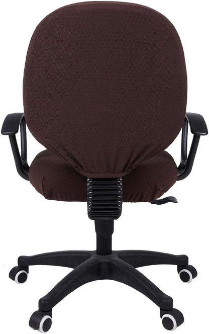 Smiry Stretch Jacquard Office Computer Chair Covers, Removable Washable Universal Desk Rotating Chair Slipcovers Protector, Seat + Backrest Cover, Chocolate