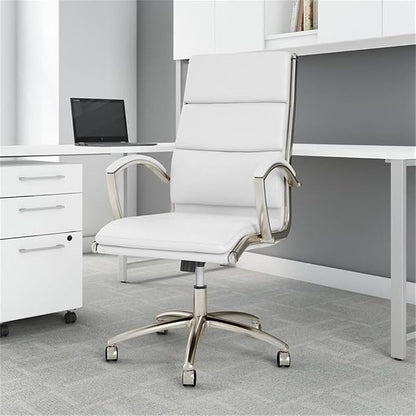 Bush Home Somerset High Back Leather Executive Office Chair in White