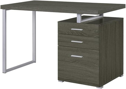 CARTESIAN Reversible 47 Inch 3 Drawer Office Computer Desk in Weathered Gray