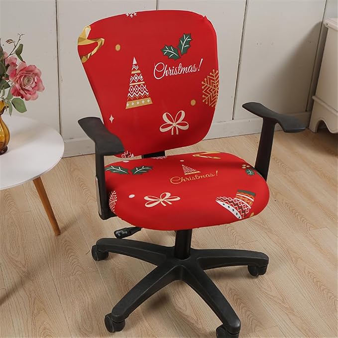 Jinzio Computer Office Chair Cover - Split Protective & Stretchable Cloth Polyester Universal Desk Task Chair Chair Covers Stretch Rotating Chair Slipcover (Red2)