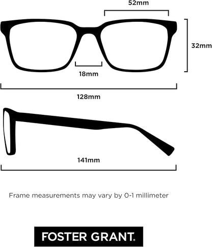 Foster Grant Men's Paolo Square Reading Glasses