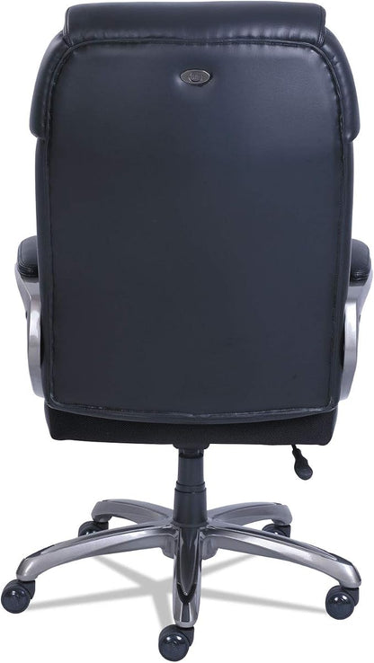SertaPedic Cosset Big and Tall Executive Chair, Supports Up to 400 Lb, 19" to 22" Seat Height, Black Seat/Back, Slate Base