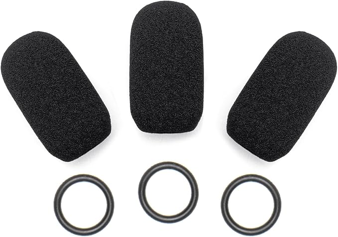 Mic Muff Compatible with Lightspeed Zulu 3 Headset, Sierra, Tango, PFX - 3 Foam Mic Covers + 3 O-Rings Kit