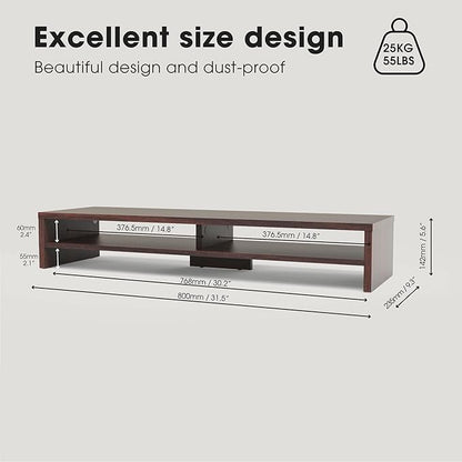 Fenge Monitor Stand, 31.5 Inch Computer Monitor Riser for Desk, 2 Tiers Wood Desk Shelf with Storage, Desktop Organizer for PC, Laptop, Screen, Printer