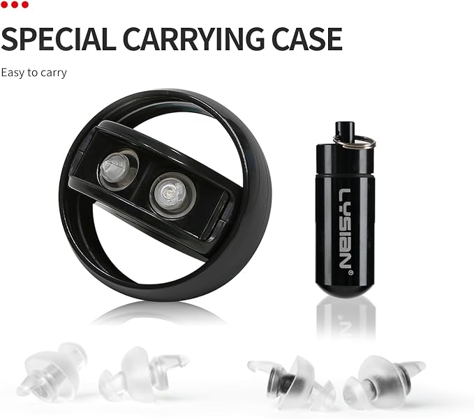 LYSIAN High Fidelity Concert Ear Plugs, 23dB Noise Reduction Musician Earplugs for Festivals, DJs, Drummers, Raves and Motorcycle Riding, Reusable Hearing Protection, 2 Pairs with Carrying Case