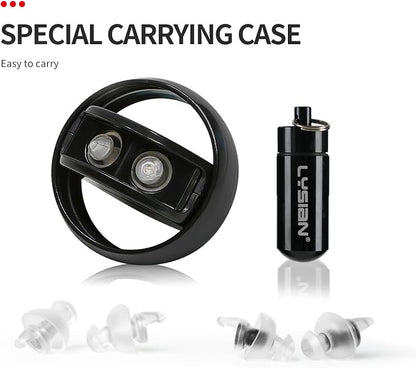 LYSIAN High Fidelity Concert Ear Plugs, 23dB Noise Reduction Musician Earplugs for Festivals, DJs, Drummers, Raves and Motorcycle Riding, Reusable Hearing Protection, 2 Pairs with Carrying Case