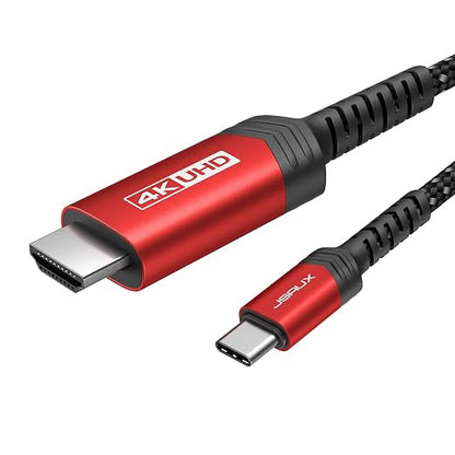 JSAUX USB C to HDMI Cable 6.6ft | 4K@60Hz USB 3.1 Type C to HDMI 2.0 Cord, Compatible with Thunderbolt 3/4, iPhone 17/Pro/Pro Max,16/Pro/Pro Max, MacBook Pro/Air, Galaxy S8 to S24, iPad Pro,iMac-Red