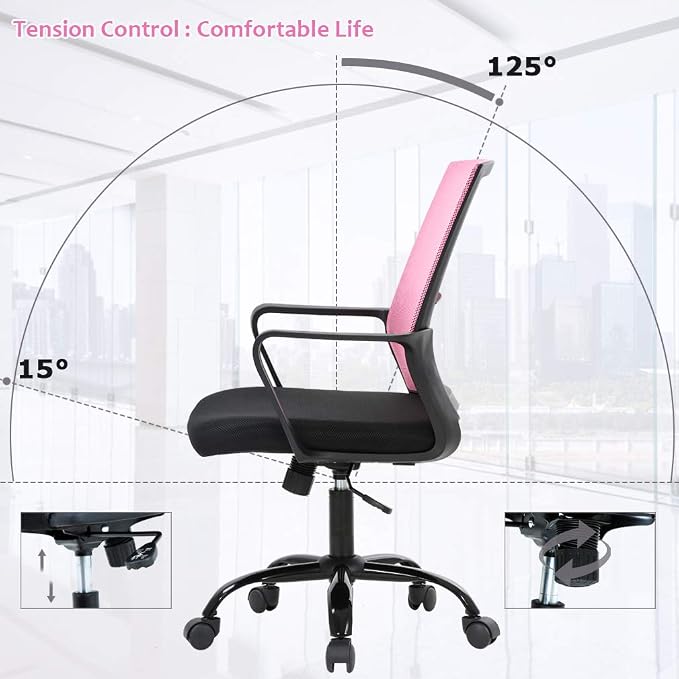 BestOffice Computer Chair Swivel Rolling Executive Lumbar Support Task Mesh Chair Metal Base for Women&Men, 2 Pack