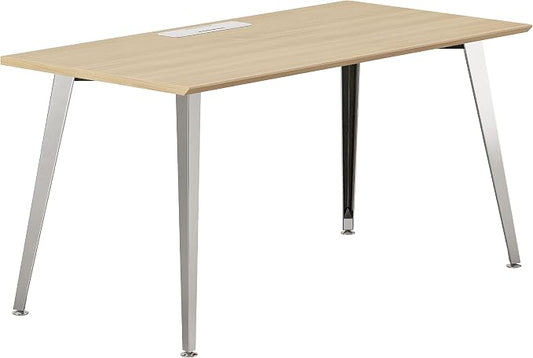Branch Office Desk - Modern Home Office Desk - Efficient Cable Management and Fast Assembly - Compact Workstation for Home or Apartment - 48” Woodgrain Top - Mirror Base