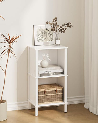 Bookshelf, Modern 2-Tier Bookcase, Open Storage Book Shelf, 11 × 14.2 × 27.4 Inches, Small Narrow Bookshelves for Living Room, Home Office, Bedroom, White