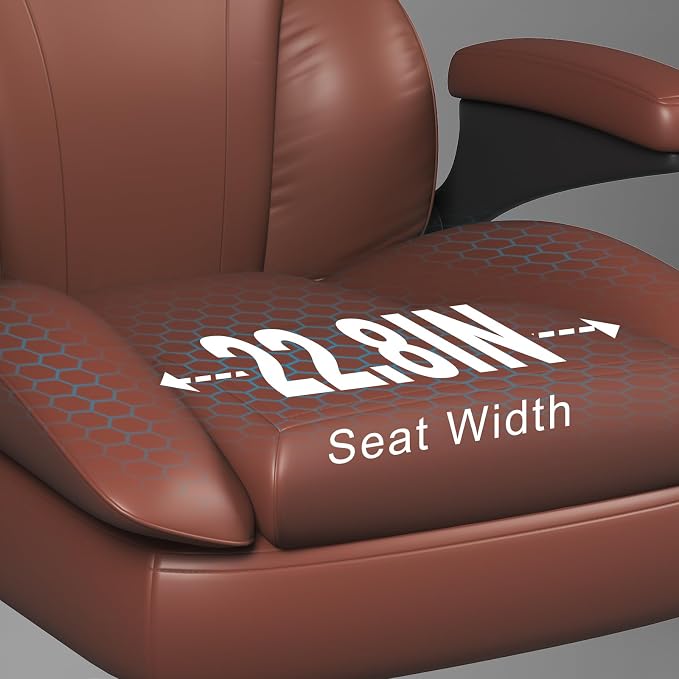 Office Chair, Home Desk Chair, Ergonomic Computer Chair with Lumbar Support, Executive Leather Chair with Flip-Up Armrests, Big and Tall Swivel Rolling Chair, Light Brown