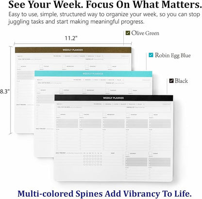 Elegant Undated Weekly Desk Planner with Habit Tracker-A4 Daily To-Do List Notepad with Task Checklist, Priority Checkboxes & Notes, Dashboard Notebook for Office Organization & Work Productivity