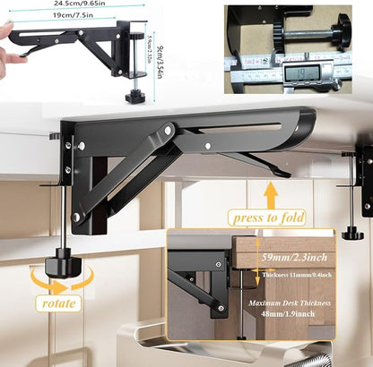 Under Desk Keyboard Tray Support Bracket Adjustable Desktop Extension Board Stand Clamp-on Keyboard Holder Arm Rest Tray Extension Plate Support Rack for Desk, NO Board/Tray, 1 Set (Style01)