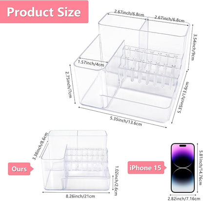 Nail Drill Holder, 21 Holes Nail Drill Machine & Bits Storage Box, Acrylic Nail Drill Bit Holder Professional Nail Tools Organizer, Nail Desk Organizer for Nail Tech