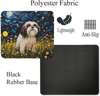 Tubbie Prints Starry Night Shih Tzu Dog Mouse Pad for Computer Laptop Home Office Gaming Working Desk Desktop Accessories Non-Slip Rubber Mouse Pad for Dog Lovers (Shih Tzu)