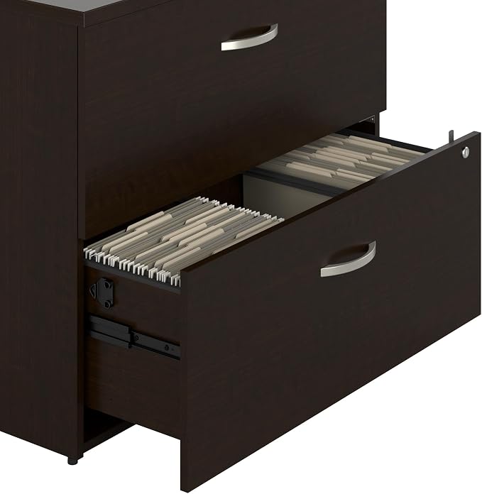 Bush Business Furniture Series C 2 Drawer Lateral File Cabinet in Mocha Cherry, Locking Document Storage for Home or Professional Office
