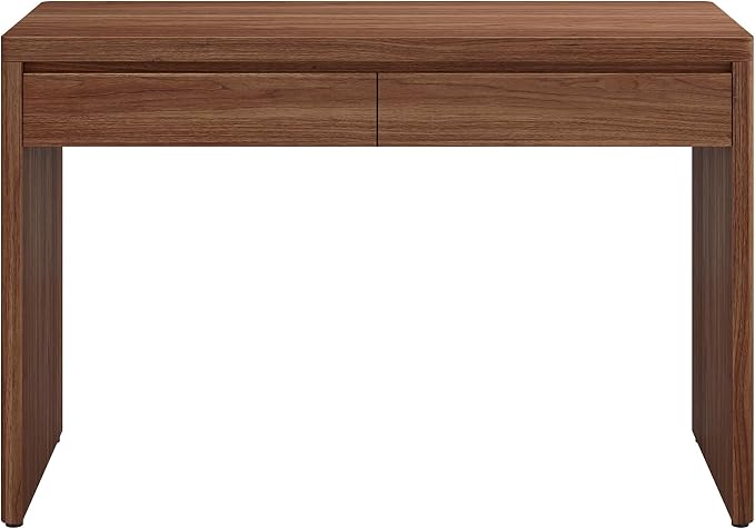 Henn&Hart 48" Modern Rectangular Wooden Home Office Desk Computer Desk Writing Table with 2 Storage Drawers for Home Office, Medium Walnut